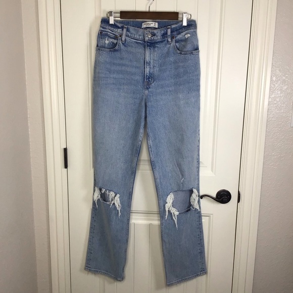 Abercrombie & Fitch Curve Love The 90’s Straight Ultra High Rise Jeans 29 Long. - Picture 2 of 10